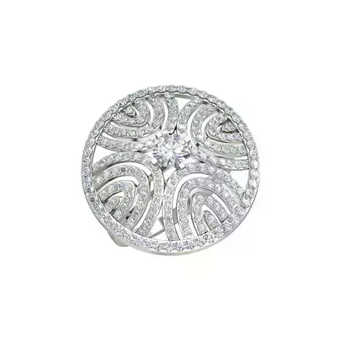 Large Umbrella Shaped Silver Ring With Diamonds 6