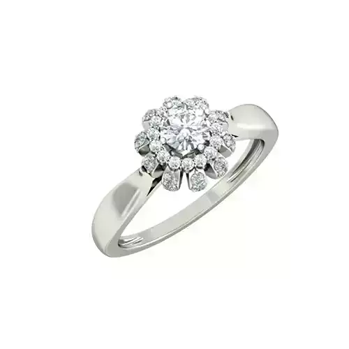 Flower Shaped Silver Ring With Diamonds 20