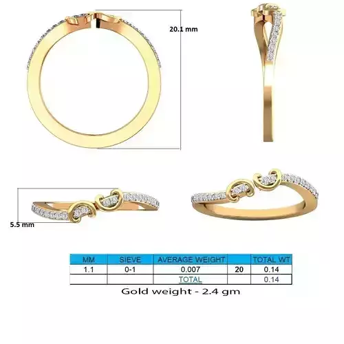 Swirled Gold Ring With Diamonds 19