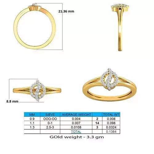 Round Shaped Gold Ring With Diamonds 28