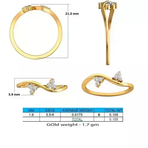 Swirled Gold Ring With Diamonds 22