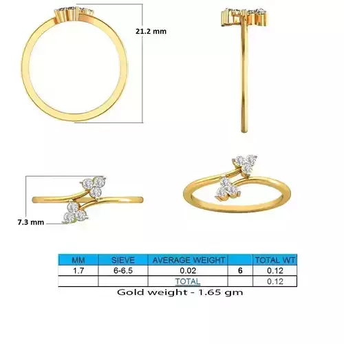 Spiral Gold Thin Ring With Diamonds 7