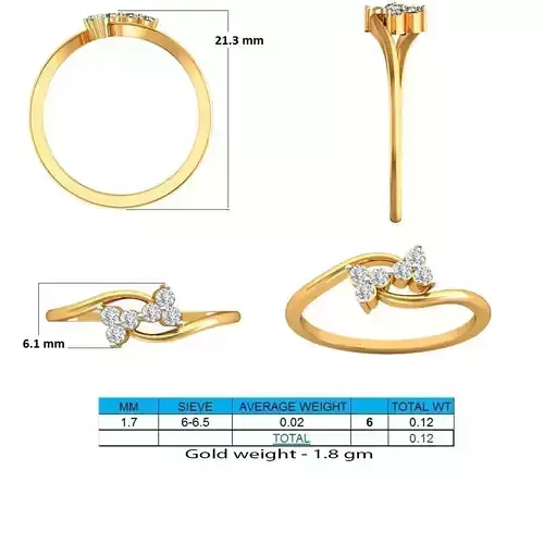 Floral Gold Thin Ring With Diamonds 1