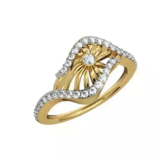 Swirled Gold Ring With Diamonds 24