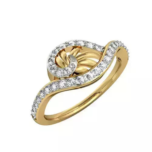 Swirled Gold Ring With Diamonds 25