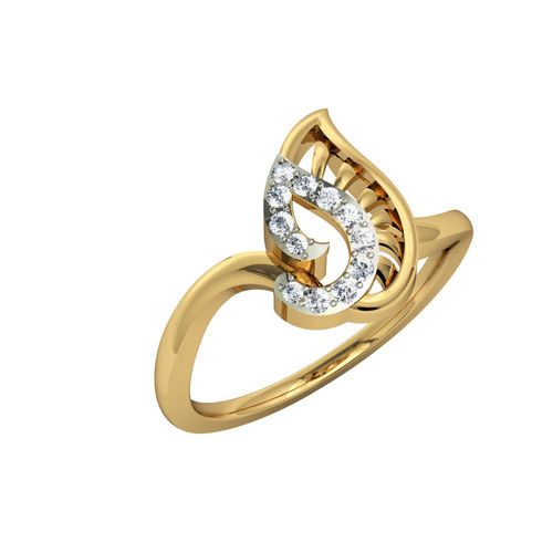 Mango Shaped Gold Ring With Diamonds 3 3D print model