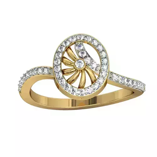 Oval Shaped Gold Ring With Diamonds 6