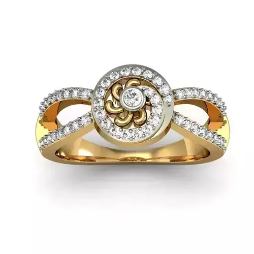 Round Shaped Gold Ring With Diamonds 30