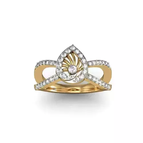 Drop Shaped Gold Ring With Diamonds 6