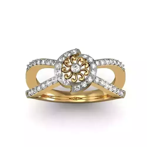 Round Shaped Gold Ring With Diamonds 31