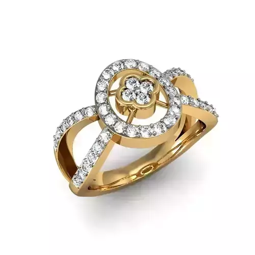 Oval Shaped Gold Ring With Diamonds 7