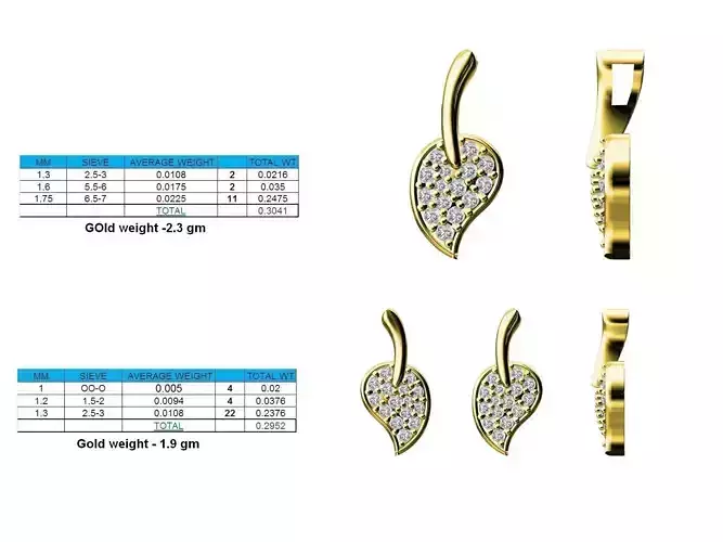 Leaf Shaped Pendant and Earrings With Diamonds 3