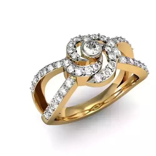 Flower Shaped Gold Ring With Diamonds 66