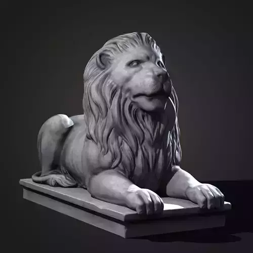 Stone Lion Statue Low-poly 3D model