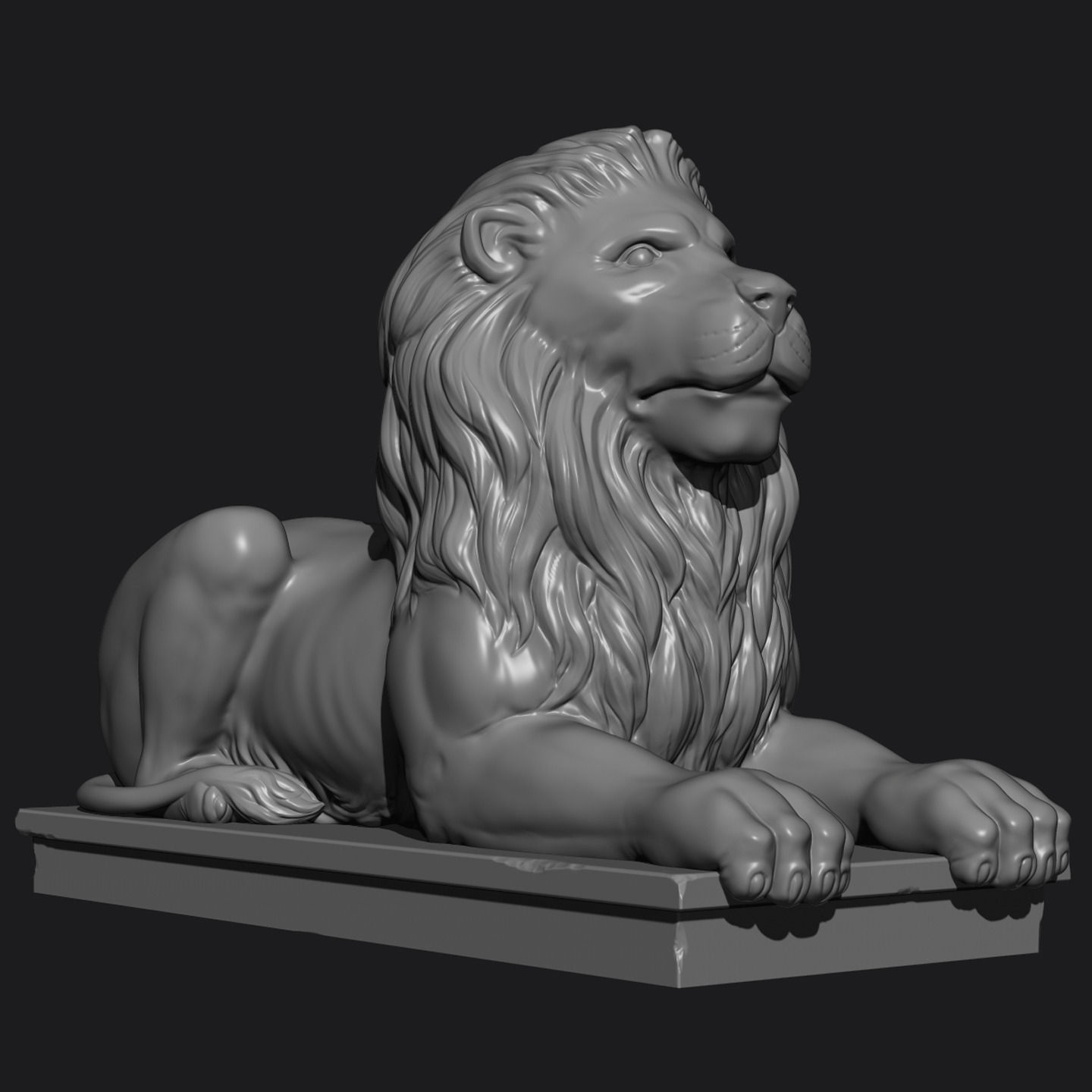 Stone Lion Statue Low-poly 3D model_8