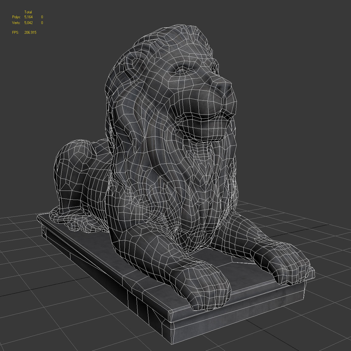Stone Lion Statue Low-poly 3D model_4