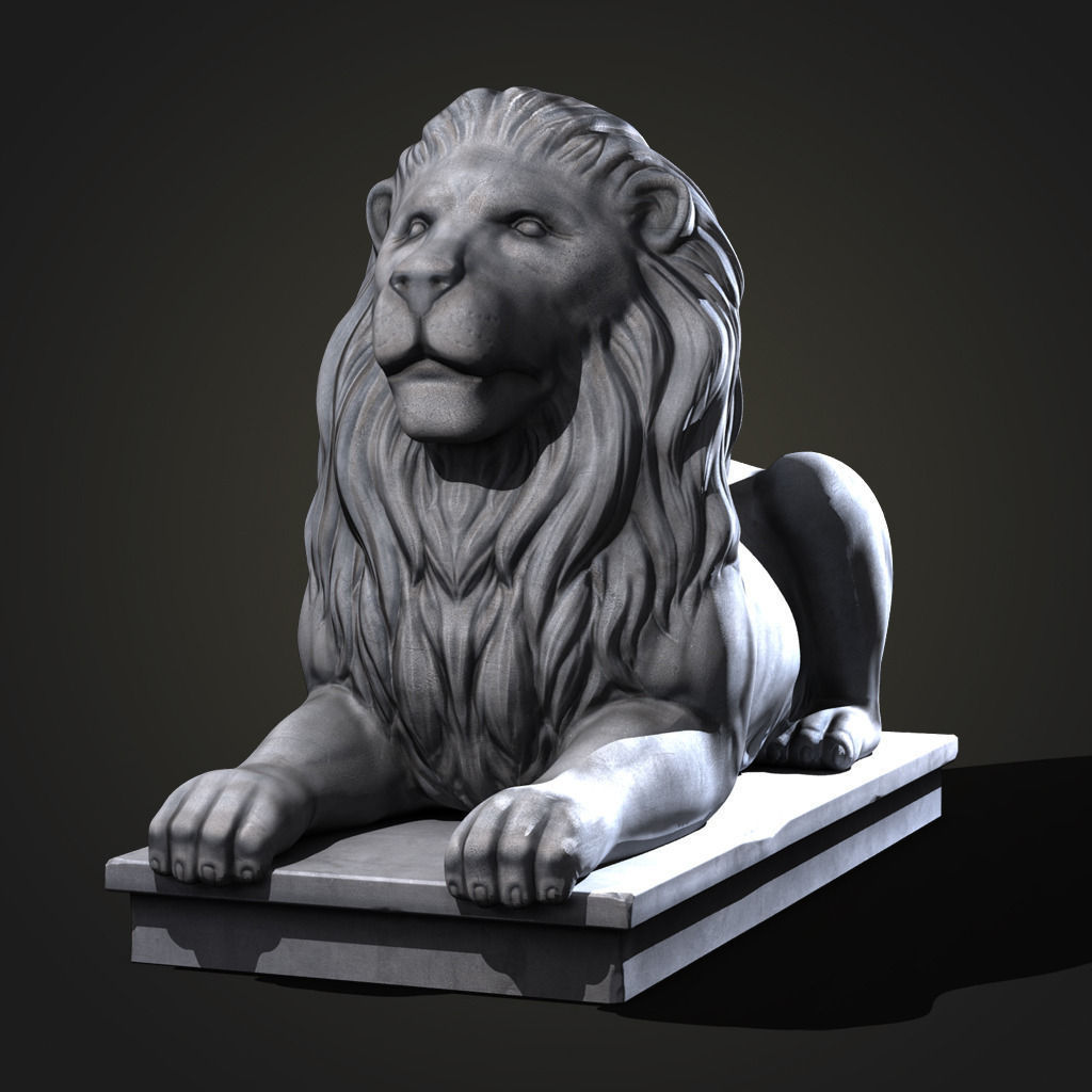 Stone Lion Statue Low-poly 3D model_2