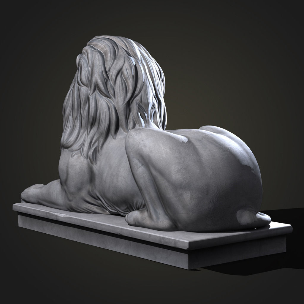Stone Lion Statue Low-poly 3D model_3