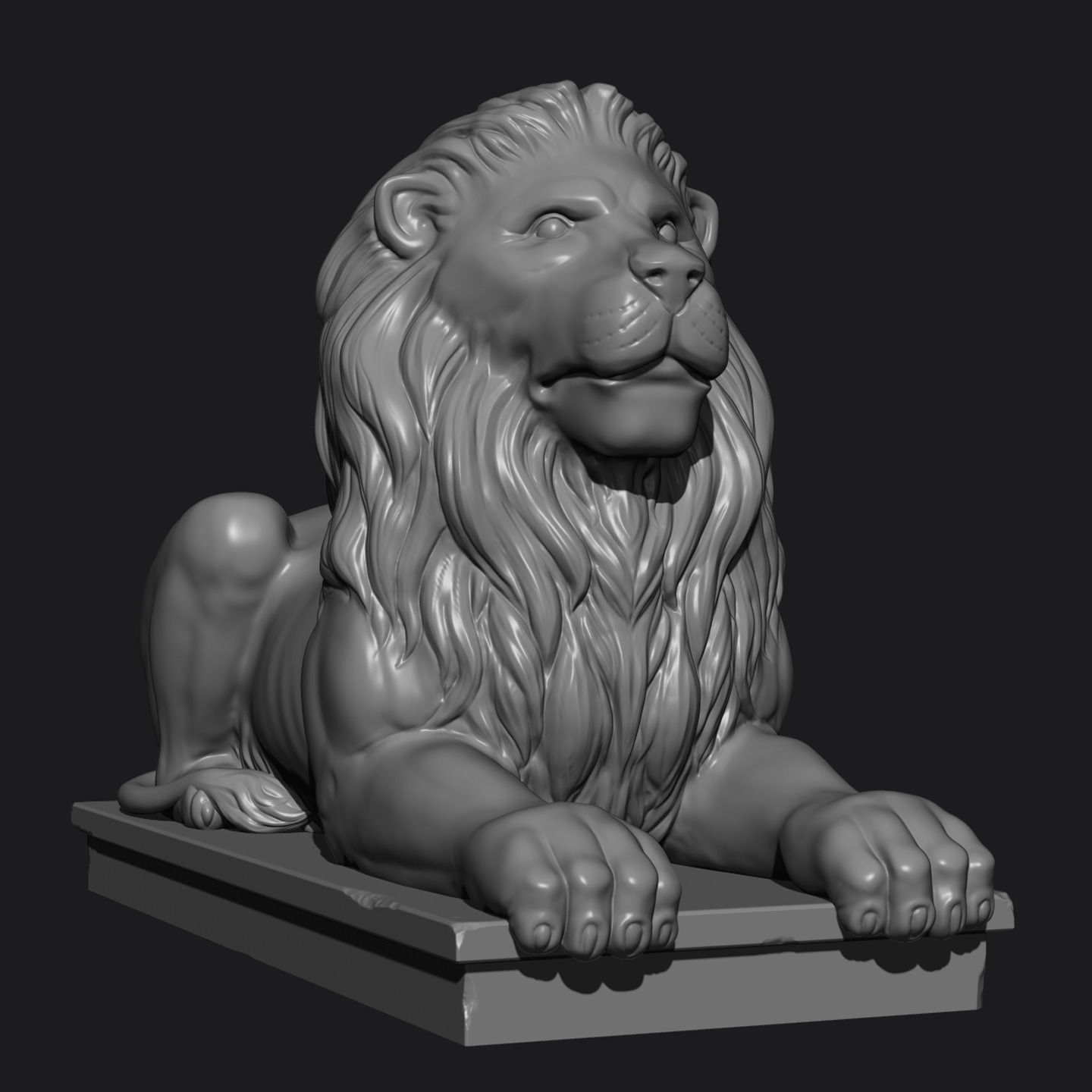Stone Lion Statue Low-poly 3D model_9