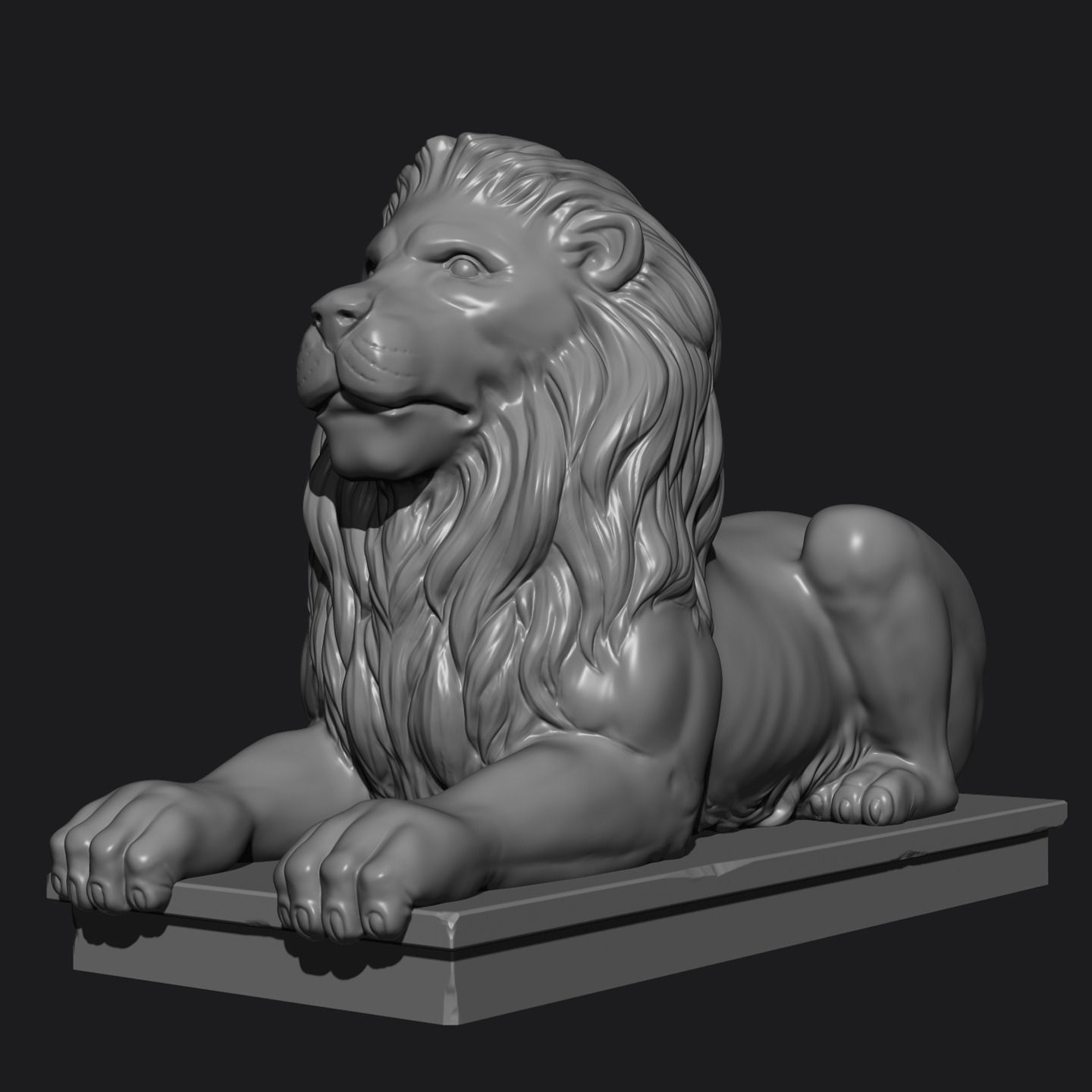 Stone Lion Statue Low-poly 3D model_11