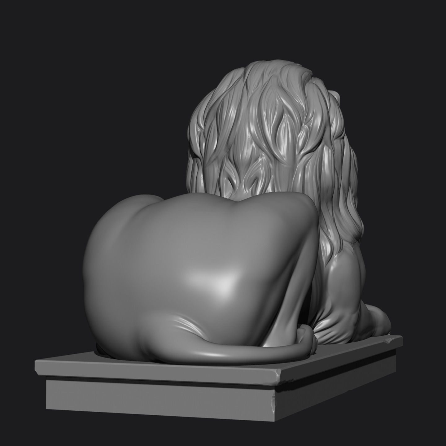 Stone Lion Statue Low-poly 3D model_7