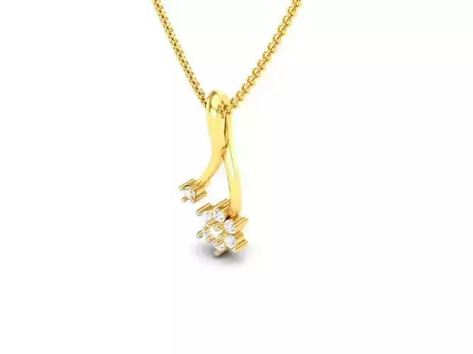 Floral Gold Pendant With Diamonds 3