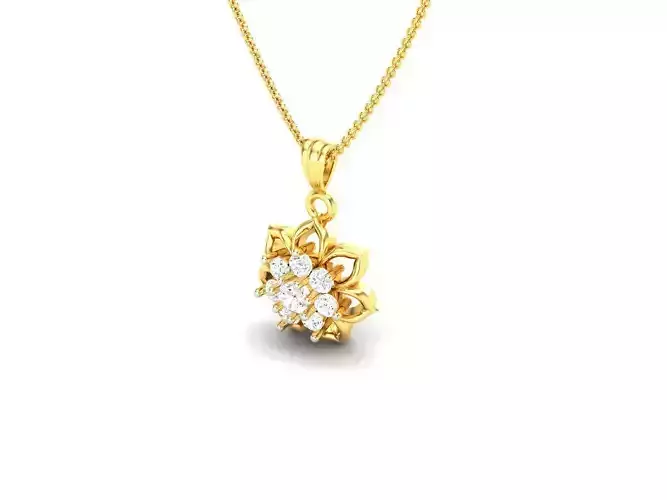 Flower Shaped Gold Pendant With Diamonds 6