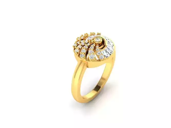 Round Shaped Gold Ring With Diamonds 32