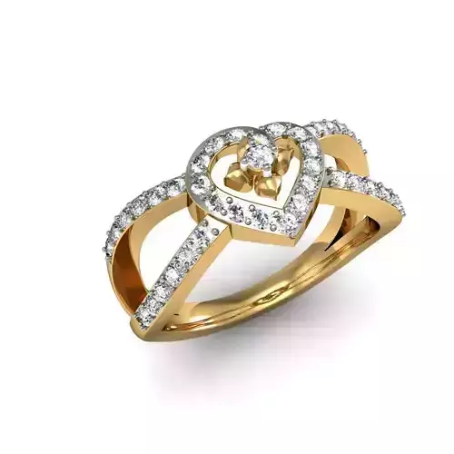 Heart Shaped Gold Ring With Diamonds 8