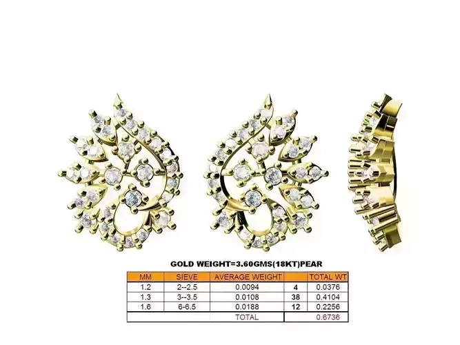 Floral Gold Earrings With Diamonds 1