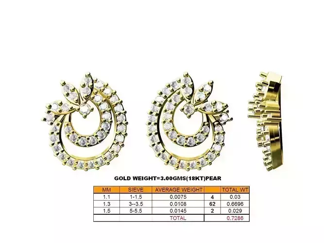 Drop Shaped Gold Earrings With Diamonds 6