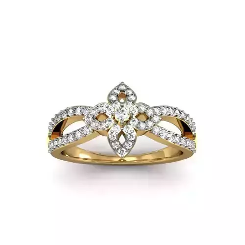 Flower Shaped Gold Ring With Diamonds 67