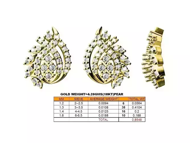 Mango Shaped Gold Earrings With Diamonds 3