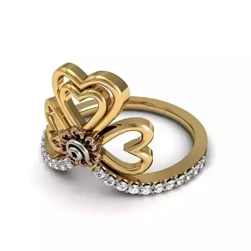 Heart Shaped Bent Ring With Diamonds