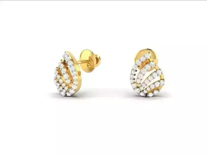 Mango Shaped Ear Studs With Diamonds