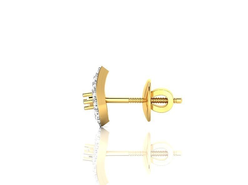 Drop Shaped Gold Ear Studs With Diamonds 4 3D print model_1