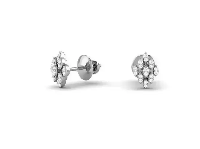 Silver Ear Studs With Diamonds 1