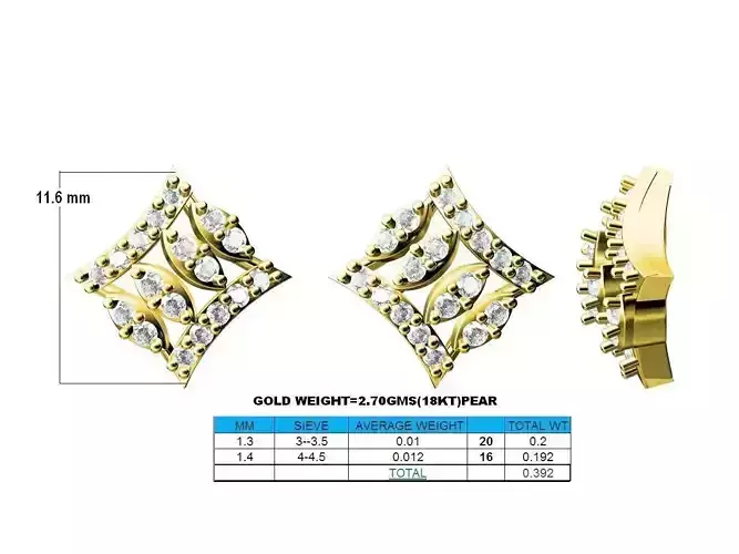 Gold Ear Studs With Diamonds 10