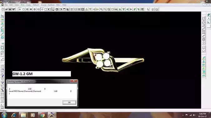 Gold Engagement Ring With Diamonds 170 3D print model