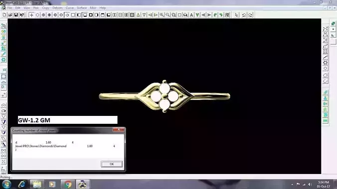 Floral Gold Ring With Diamonds 11 3D print model