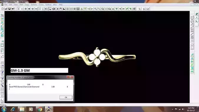 Floral Gold Ring With Diamonds 12 3D print model