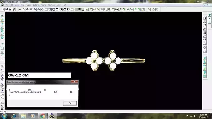 Floral Gold Ring With Diamonds 13 3D print model