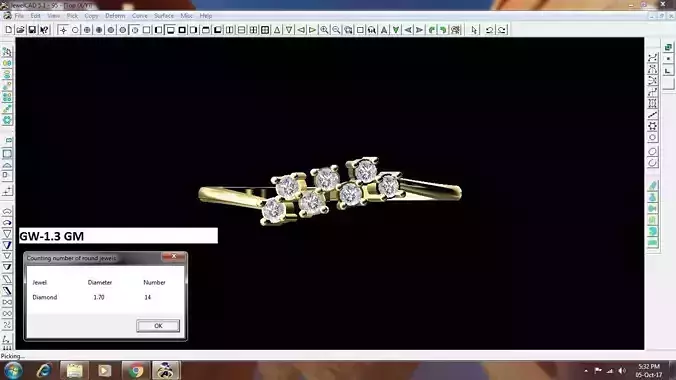 Gold Engagement Ring With Diamonds 171 3D print model