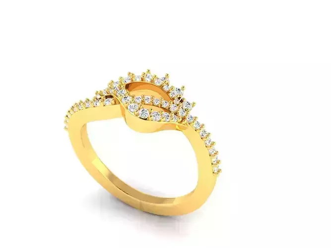 Leaf Shaped Gold Ring With Diamonds 10