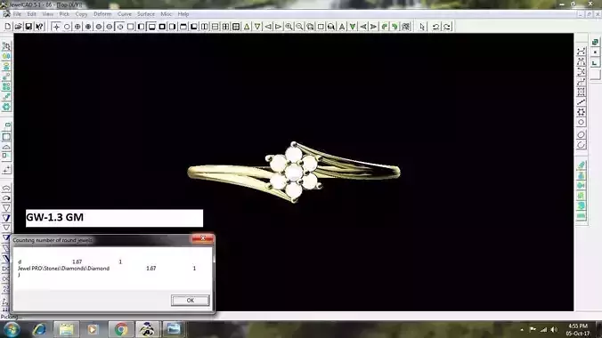 Flower Shaped Gold Ring With Diamonds 68 3D print model