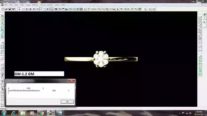 Flower Shaped Gold Ring With Diamonds 69 3D print model