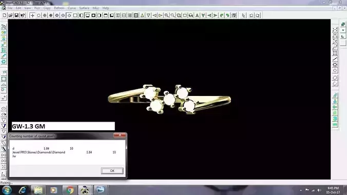Gold Thin Engagement Ring With Diamonds 19 3D print model