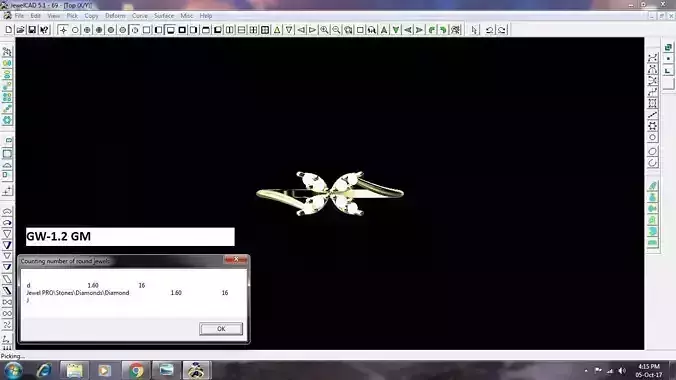 Flower Shaped Thin Gold Ring With Diamonds 1 3D print model
