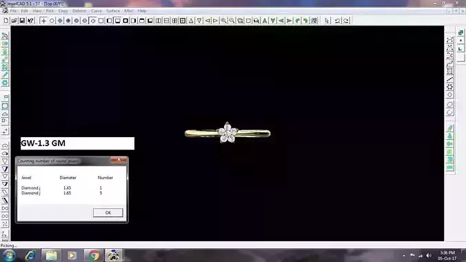 Flower Shaped Thin Gold Ring With Diamonds 2 3D print model