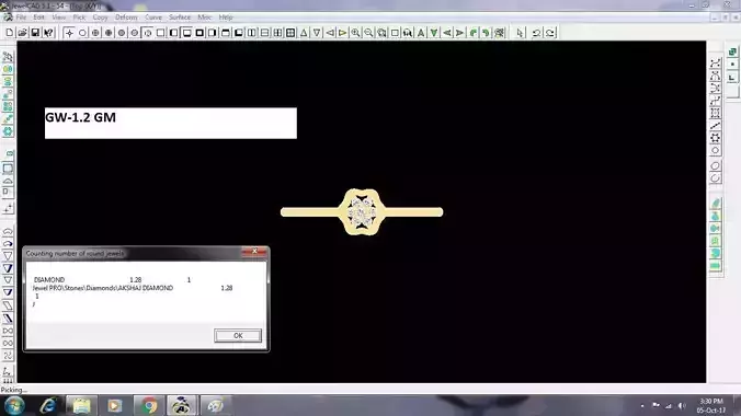 Flower Shaped Thin Gold Ring With Diamonds 5 3D print model
